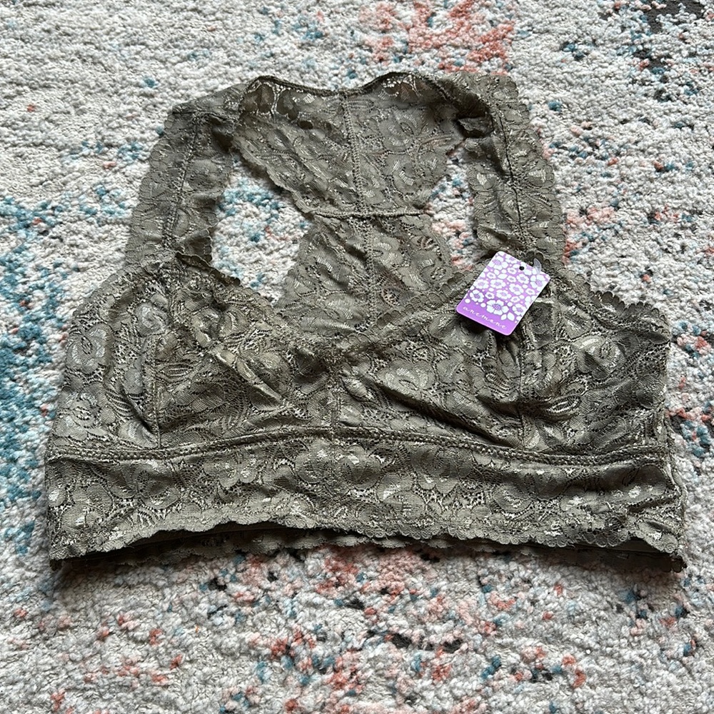 Anemone Gray Lace Bralette Size L/XL